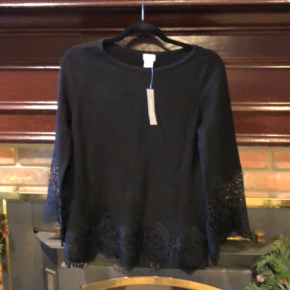 Chico’s black lace trim sweater